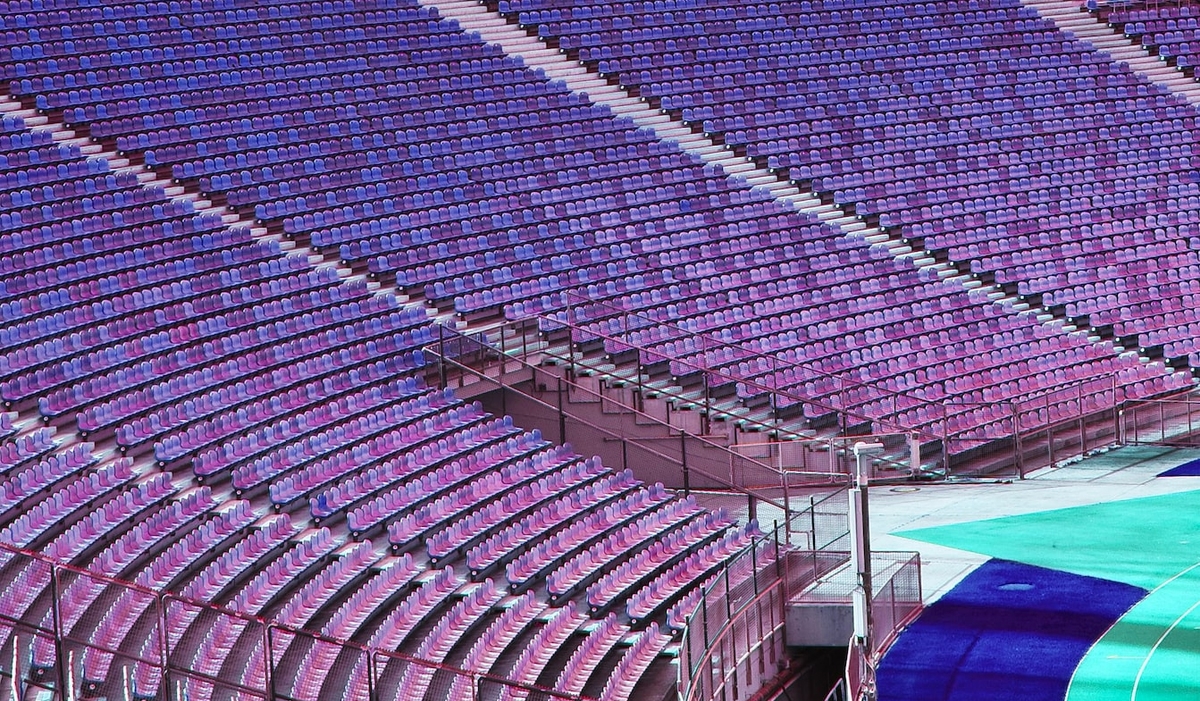 Rows of stadium seats